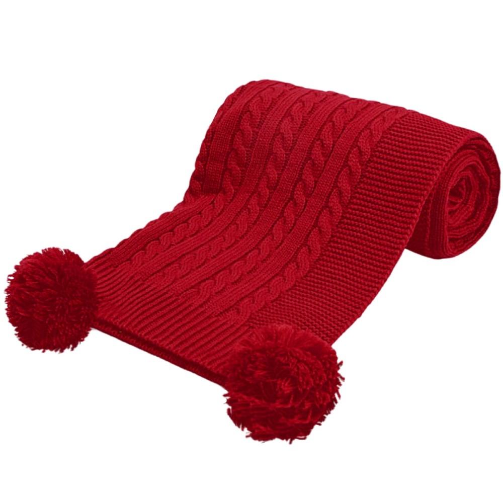 Soft Touch Pom Blanket Wrap in Red