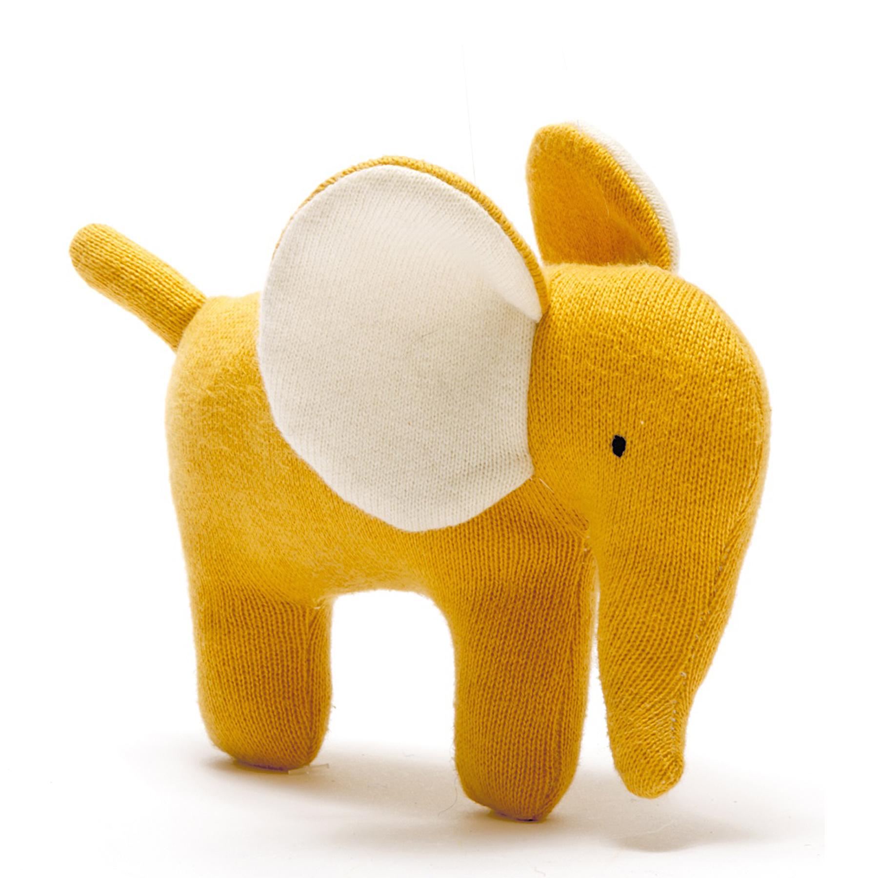Best Years Knitted Small Mustard Organic Cotton  Elephant