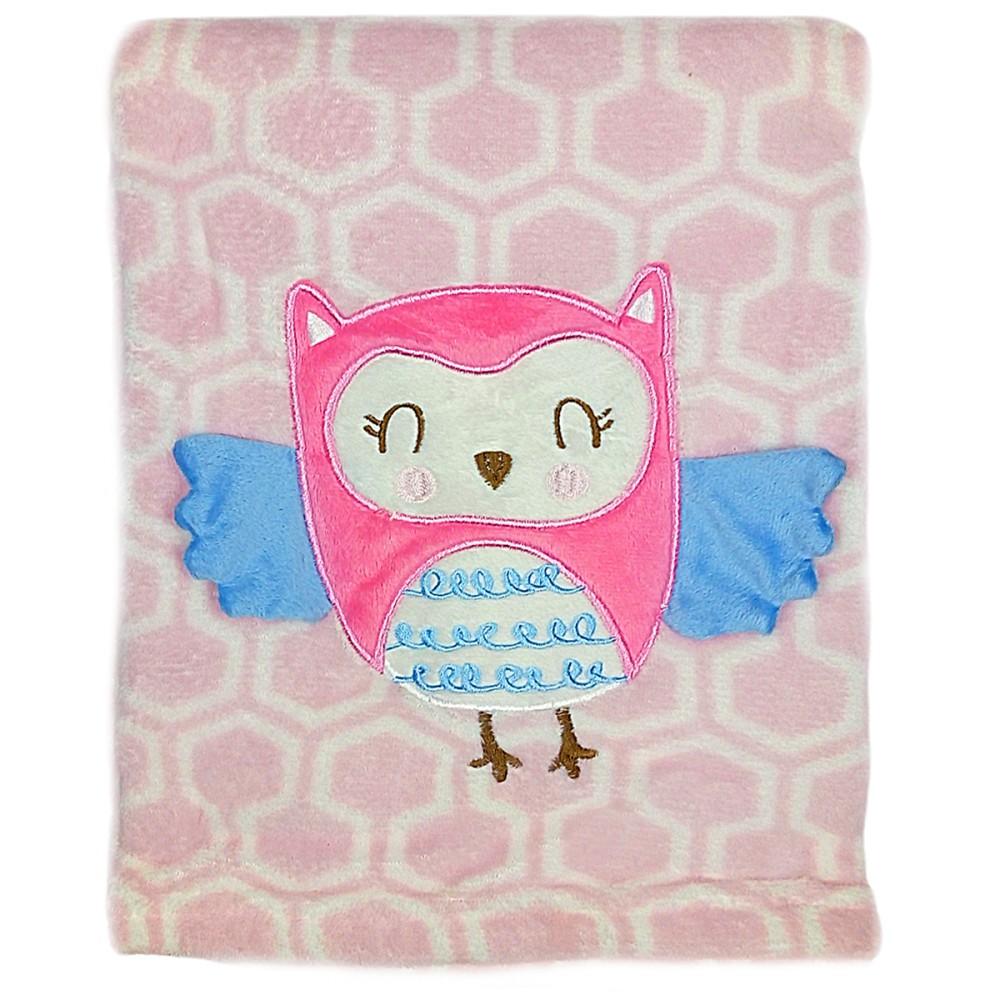 Snuggle Baby Pink Fleece 3D Owl Baby Wrap