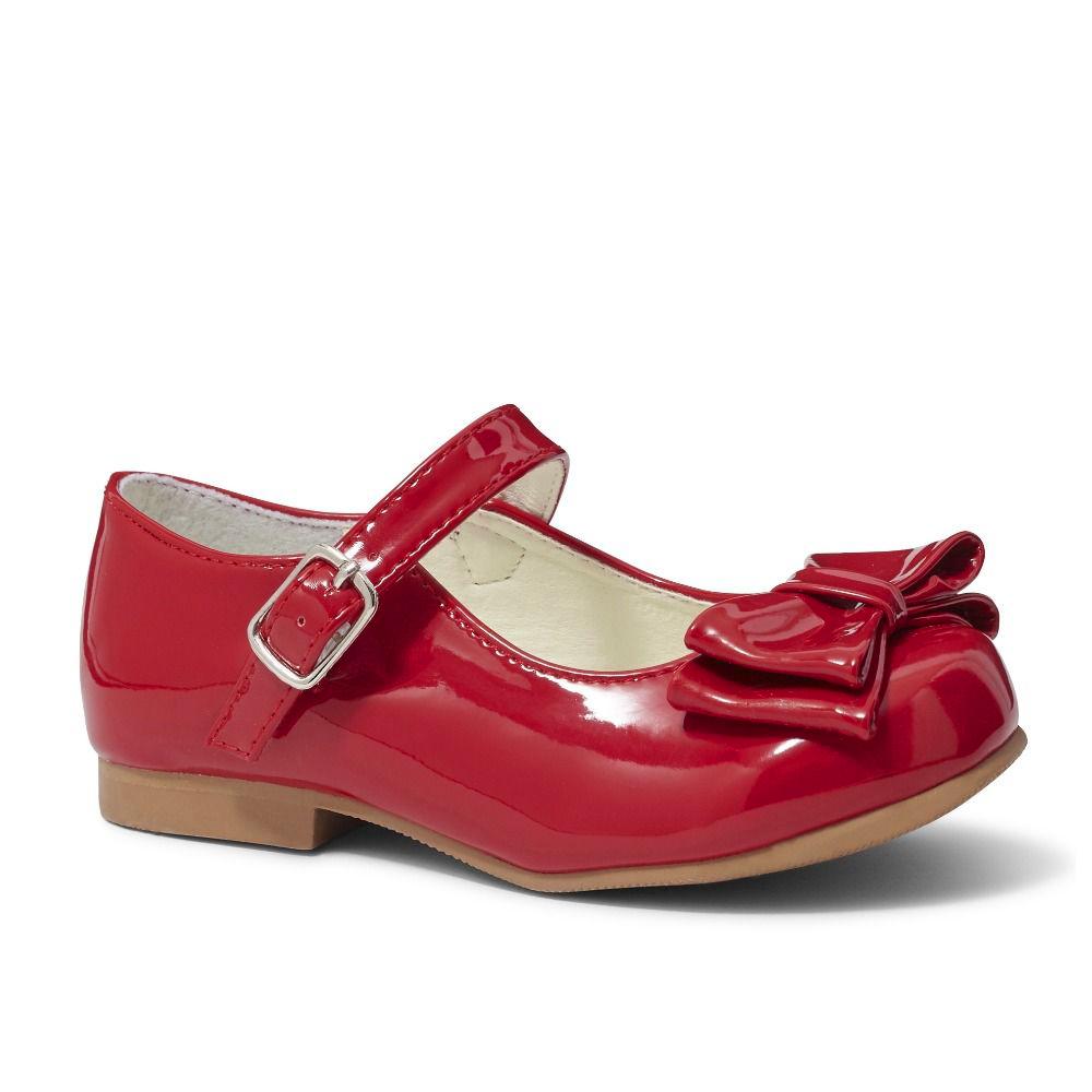 Sevva Liya Red Patent Bar Bow Shoes