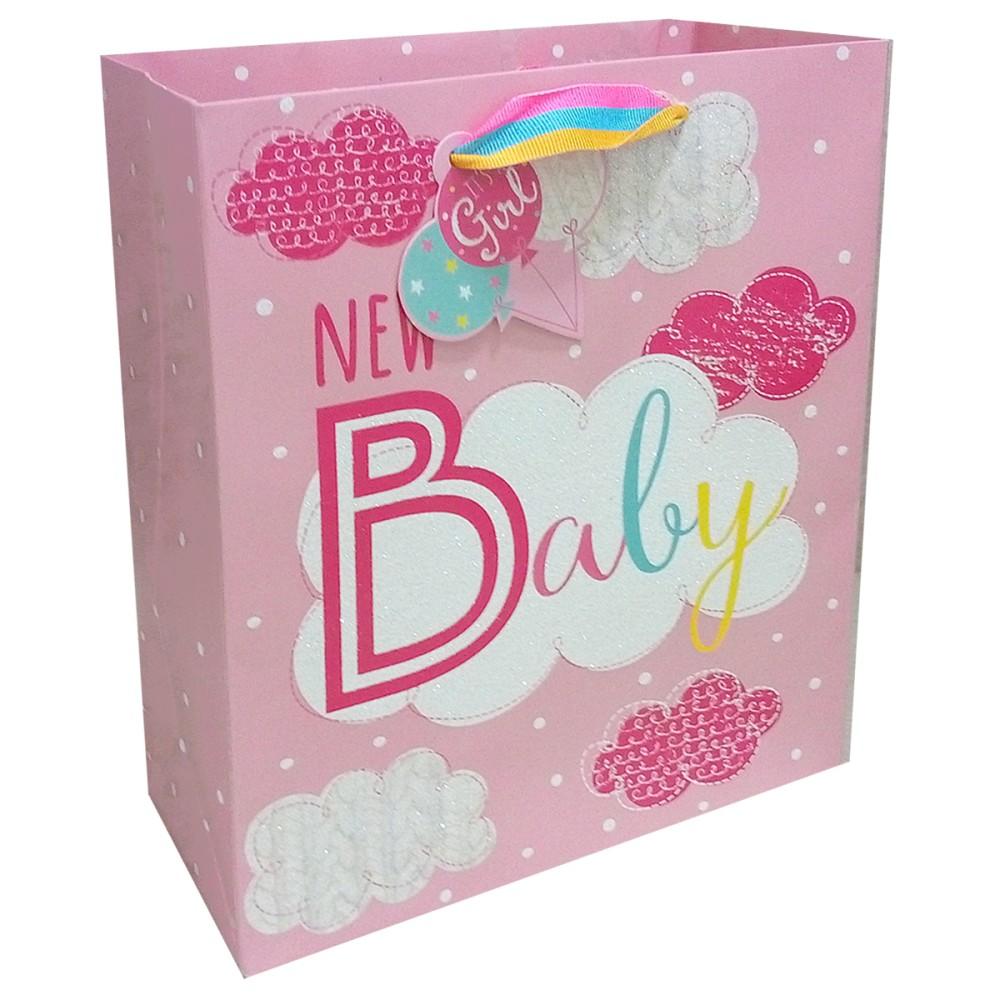 Eurowrap Large New Baby Girl Clouds Gift Bag