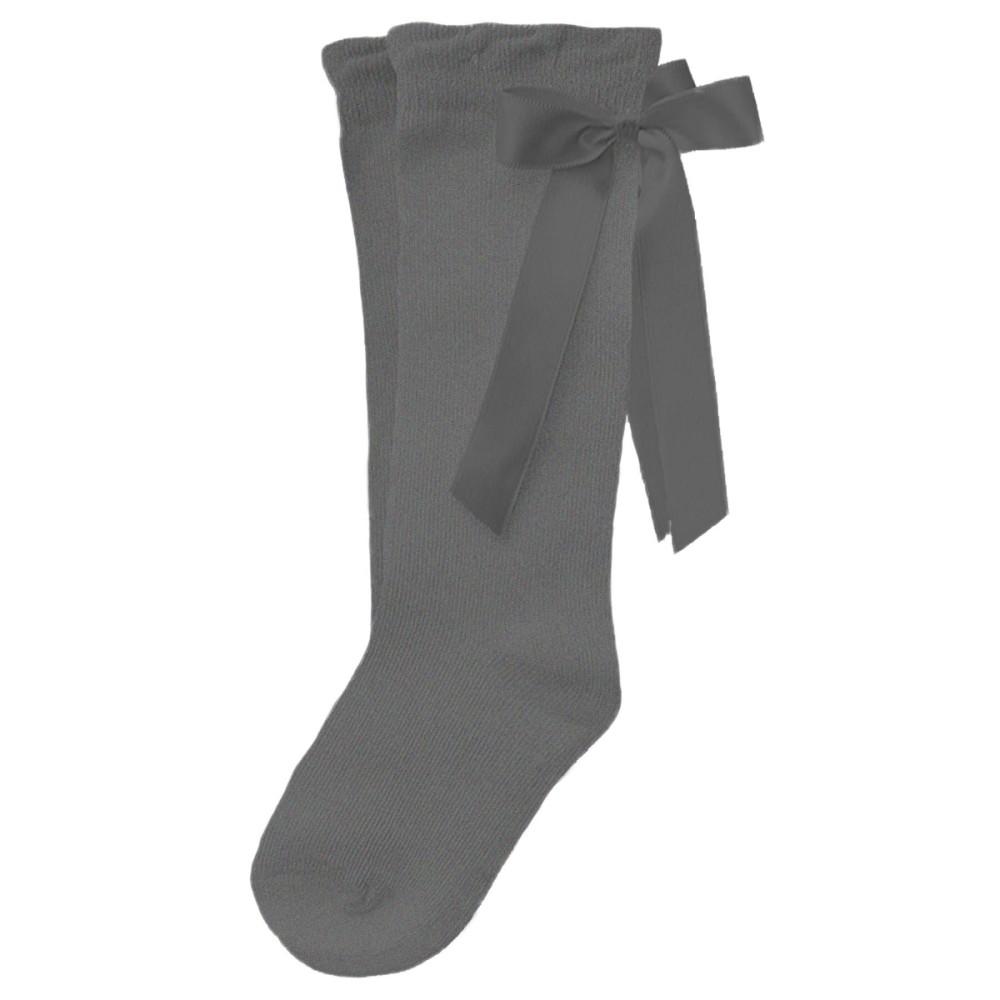 Pex Kids Shades Mid Calf Back Bow Socks Grey