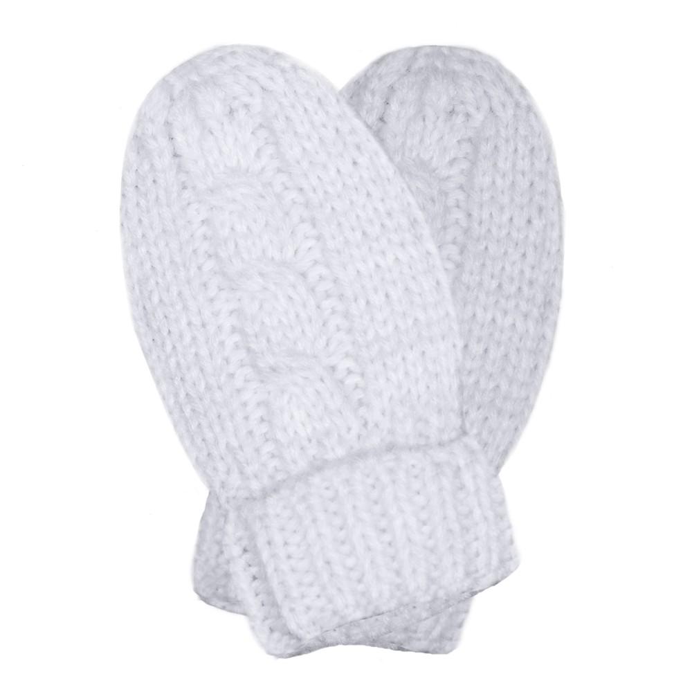 Soft Touch Cable Knitted Baby Mittens in White