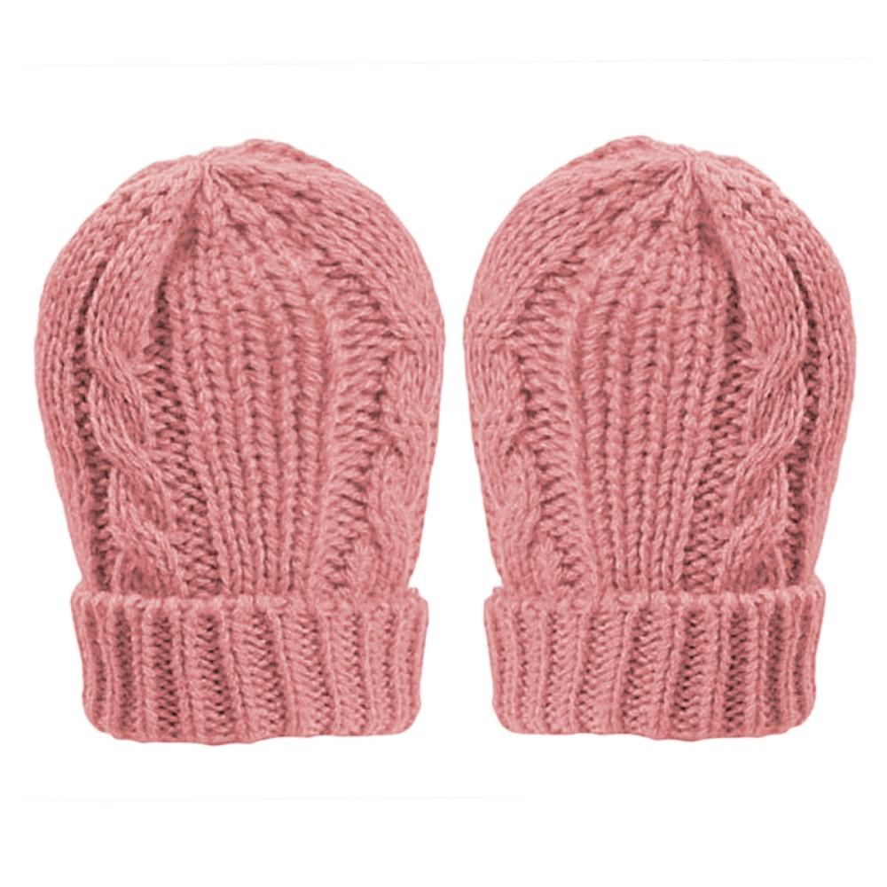Soft Touch Cable Knit Baby Mittens Dusky Pink