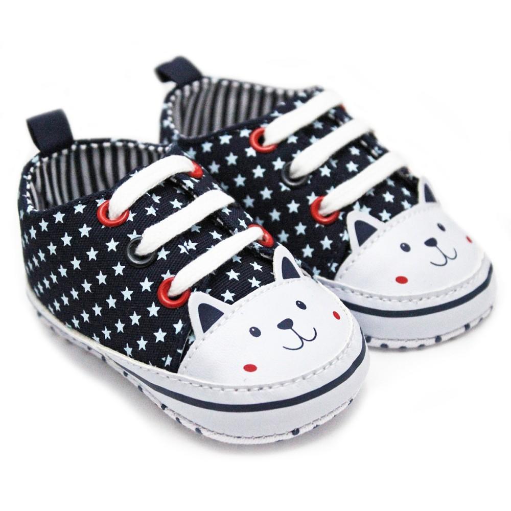 Soft Touch Stars Pram Shoes in Navy