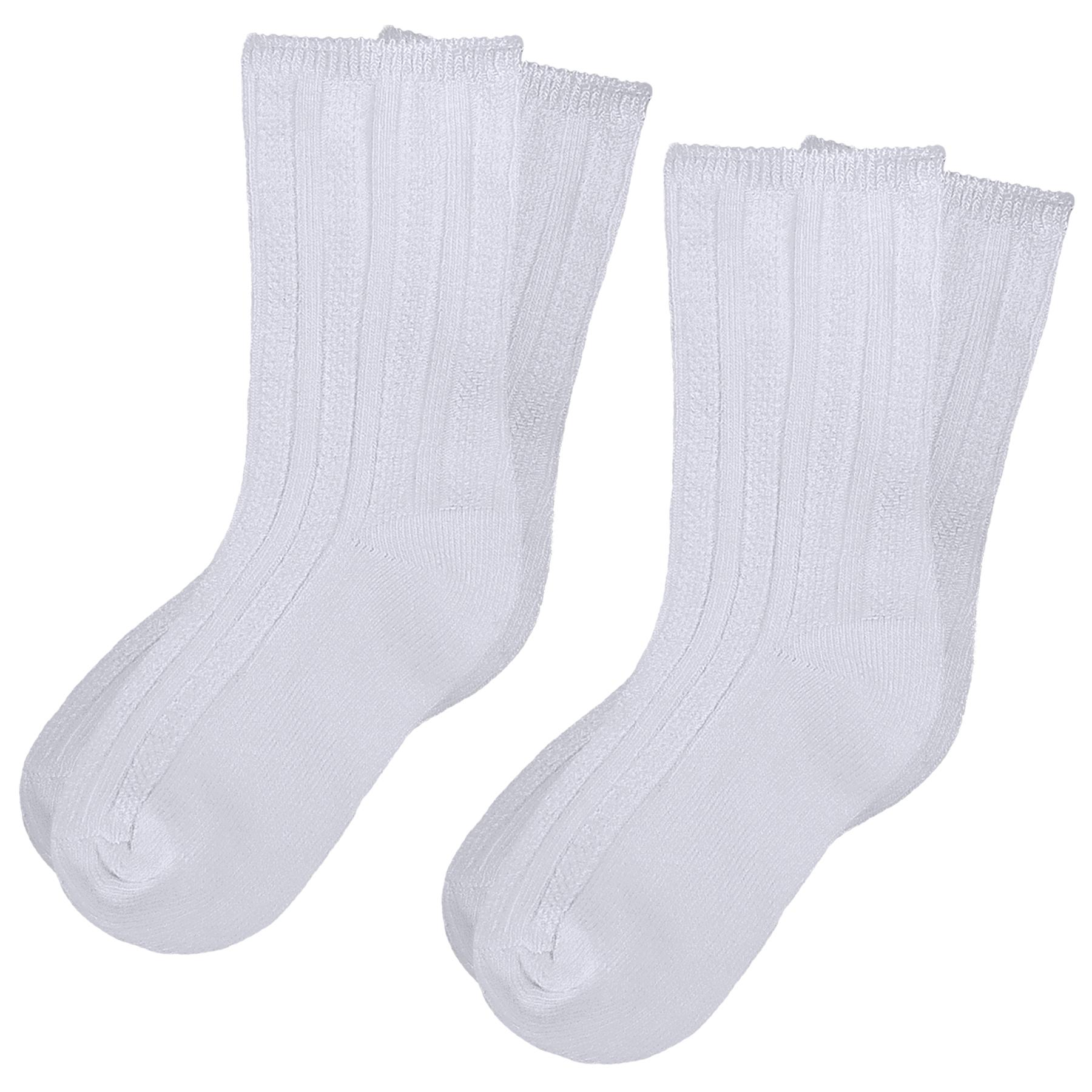Pex Kids White Cannes Twin Pack Mid Calf Ribbed Socks