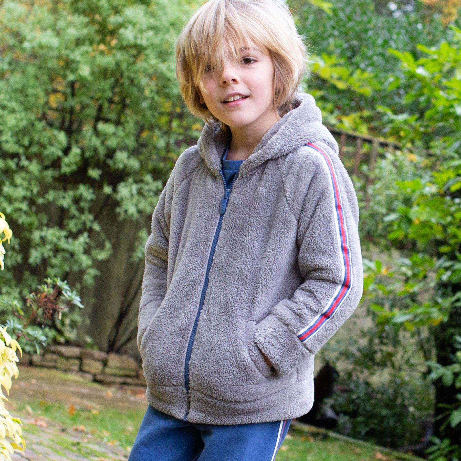Boy wearing Kite Clothing Side Stripe Fleece