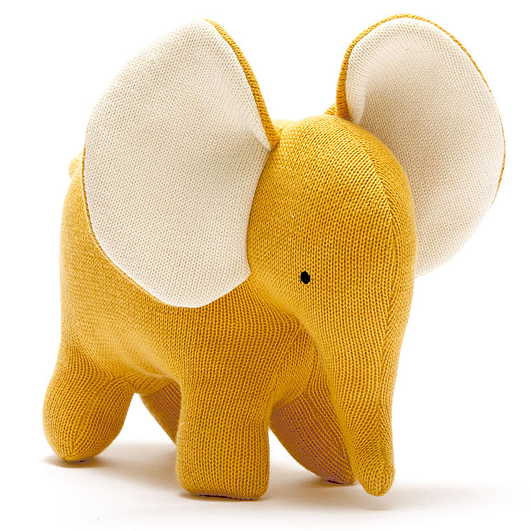 Best Years Knitted Large Organic Cotton Mustard Elephant