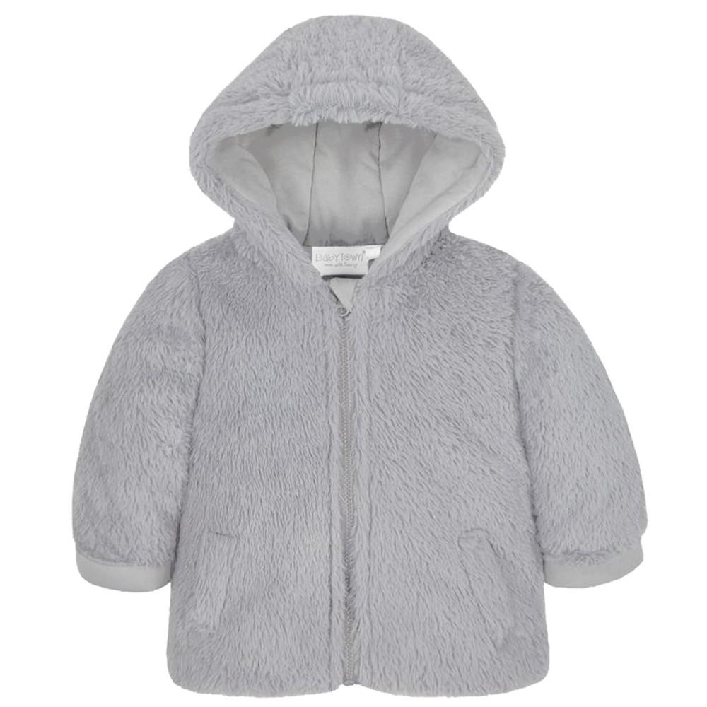 Babytown Grey Faux Fur Hooded Coat