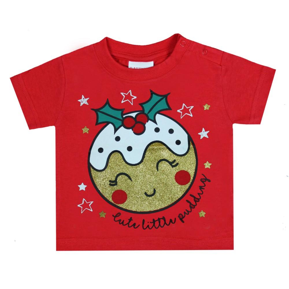 Babytown Cute Little Pudding Red Christmas T-Shirt