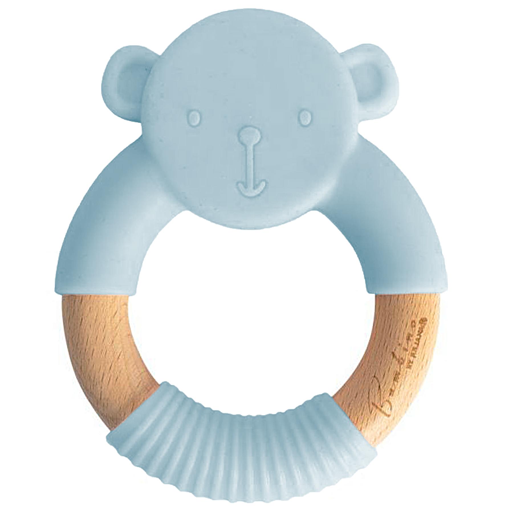 Bambino by Juliana® Round Blue Silicone Teddy & Wood Teether