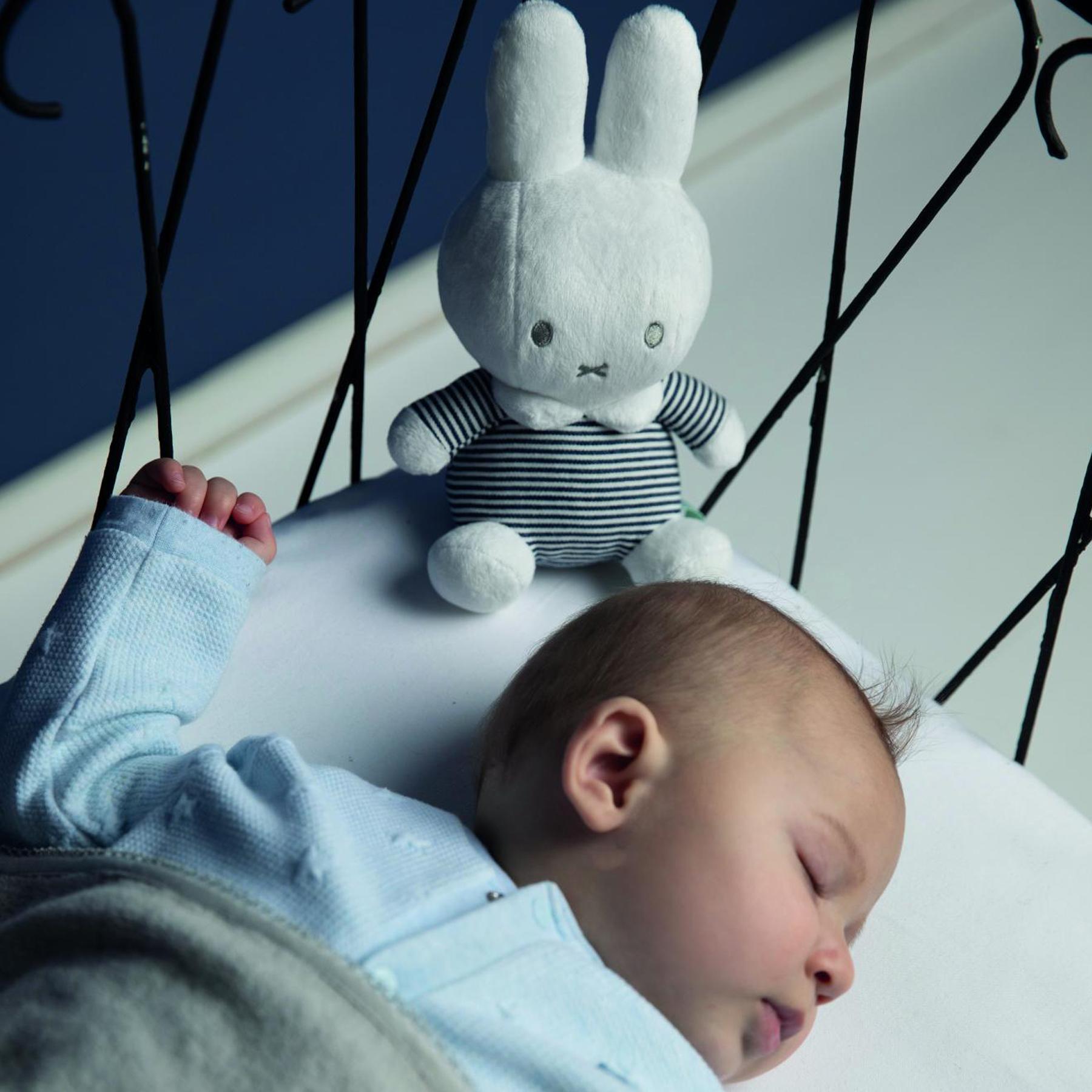Baby Sleeping with Miffy Stripes Cuddle Soft Toy