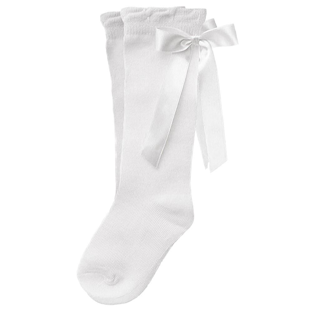 Pex Kids Shades Mid Calf Back Bow Socks White
