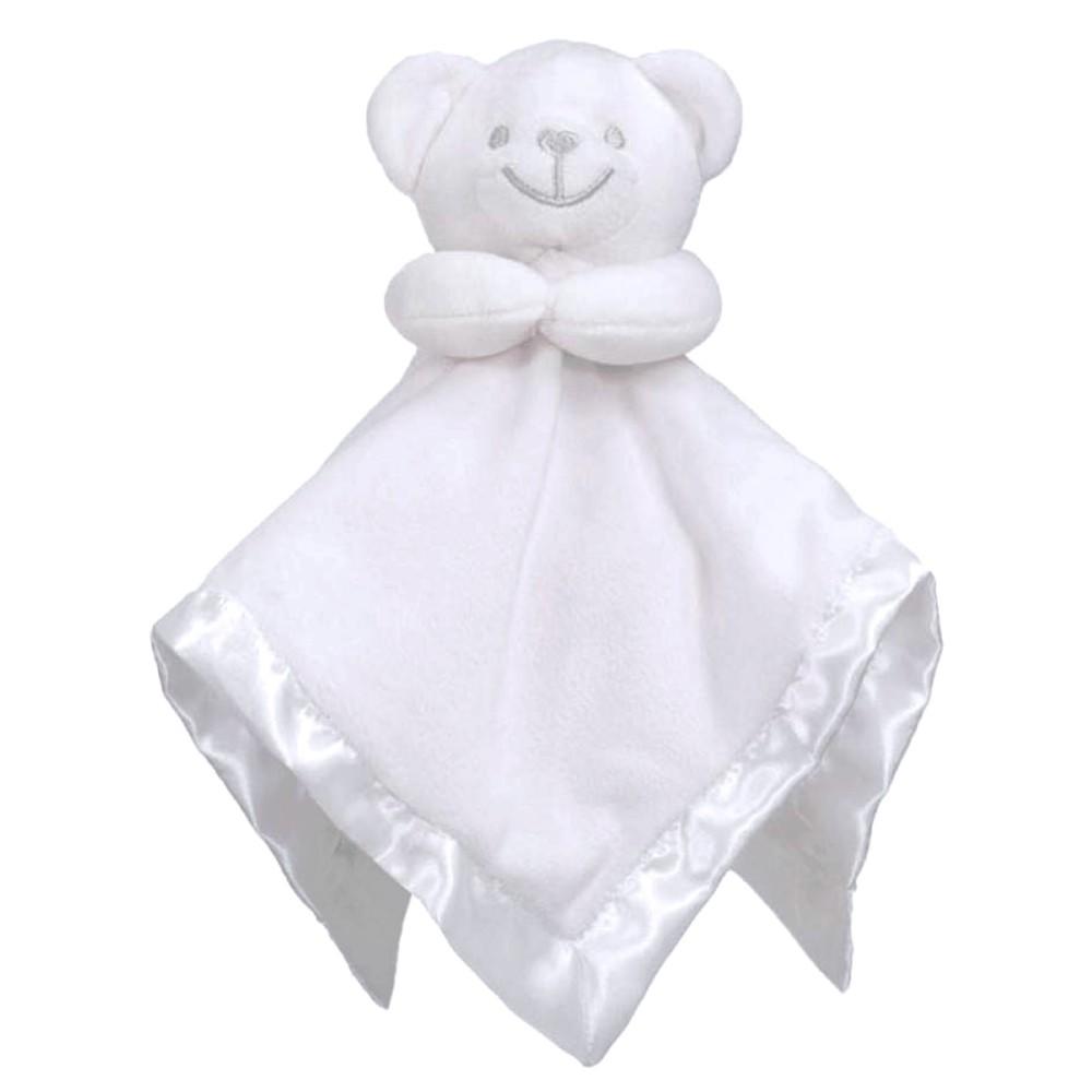 Soft Touch Satin Backed White Plush Bear Comforter