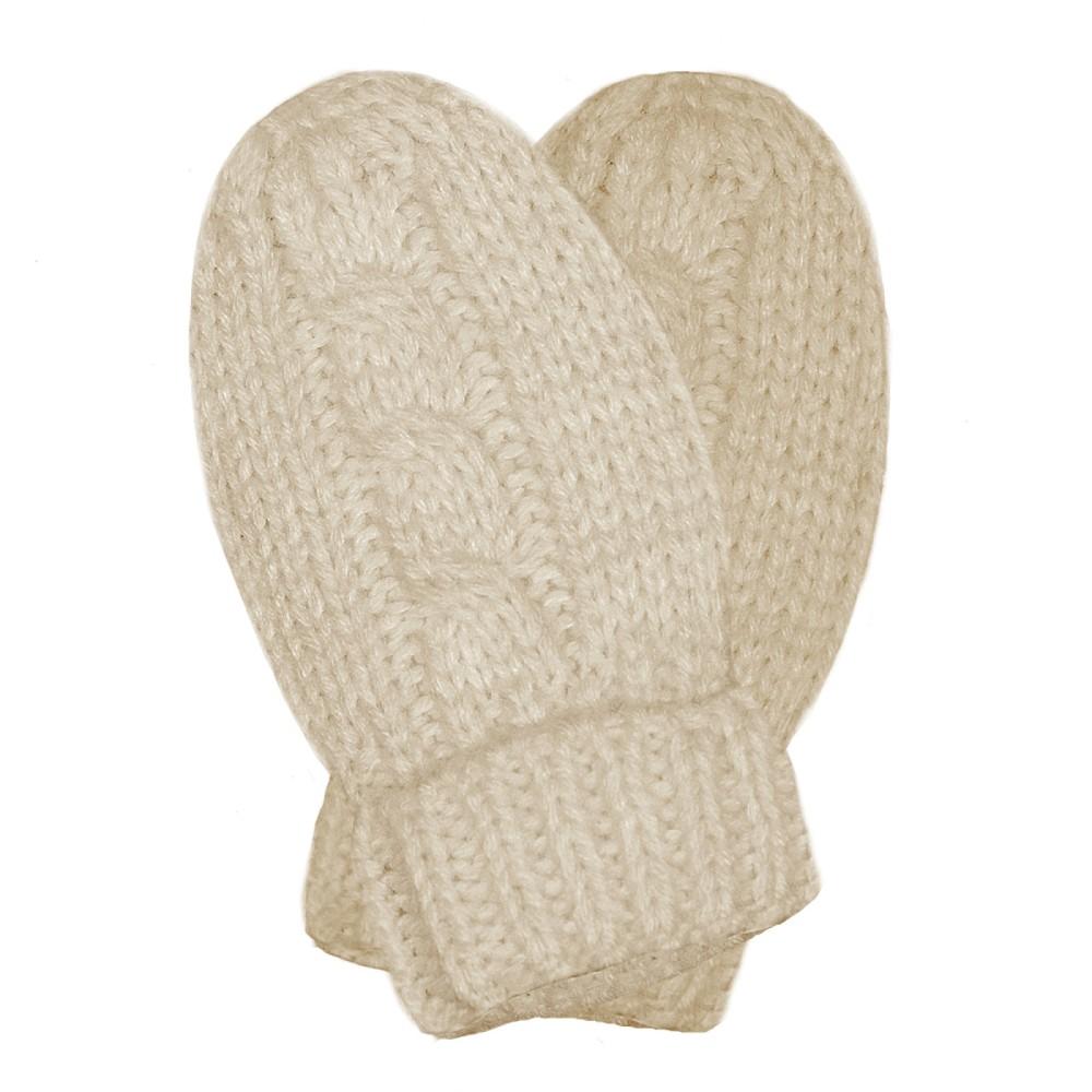 Soft Touch Cable Knitted Baby Mittens in Beige