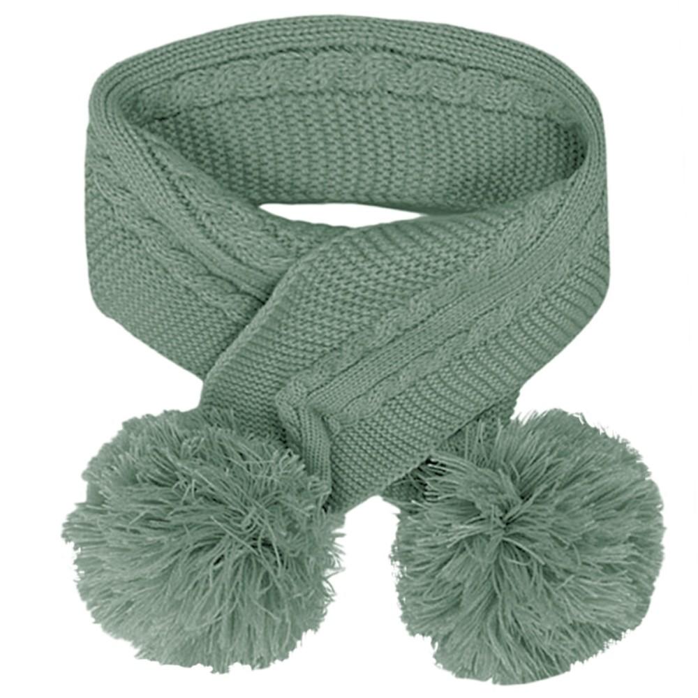 Soft Touch Pom Scarf in Sage Green