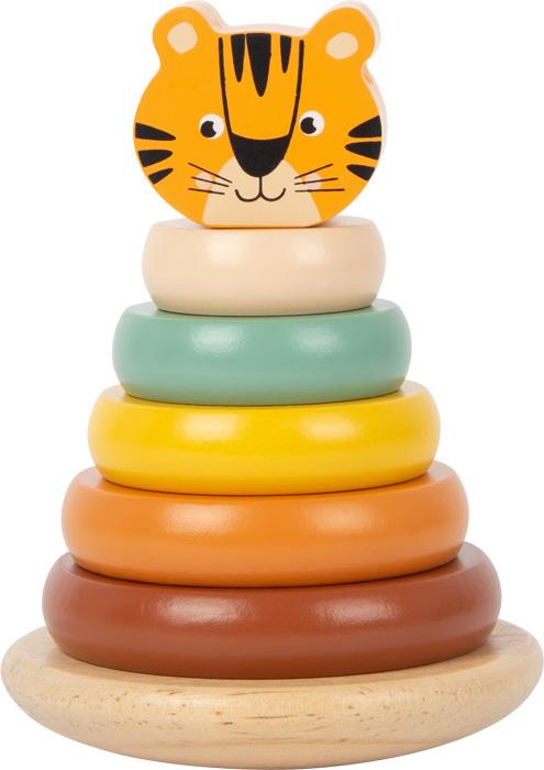 Tiger topped colourful wooden stacker