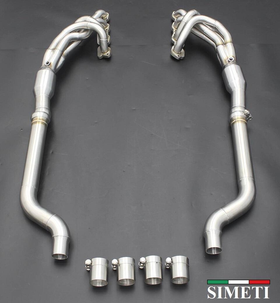 SIMETI Stainless Steel Exhaust Manifolds Headers + Downpipes for