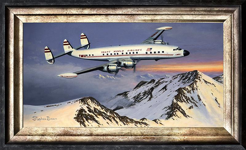 Heading Home - TWA Constellation by Stephen Brown - Cameo Oil Painting