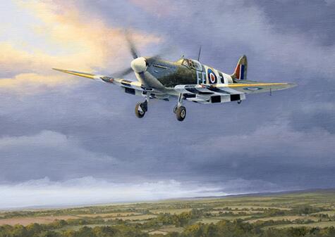 On Final Approach by Stephen Brown - RAF Spitfire Original Painting