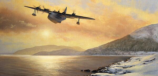 Sentinel of the Seas by Stephen Brown - aviation original oil painting RAF Sunderland
