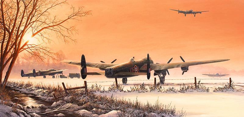 Winter's Glow - RAF Lancasters - Christmas card M389