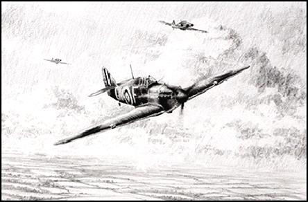 The Returning Heroes by Stephen Brown - RAF Hurricane Drawing