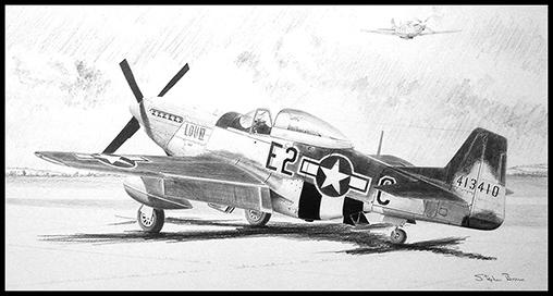 P-51D Mustang Lou IV by Stephen Brown - Original Drawing