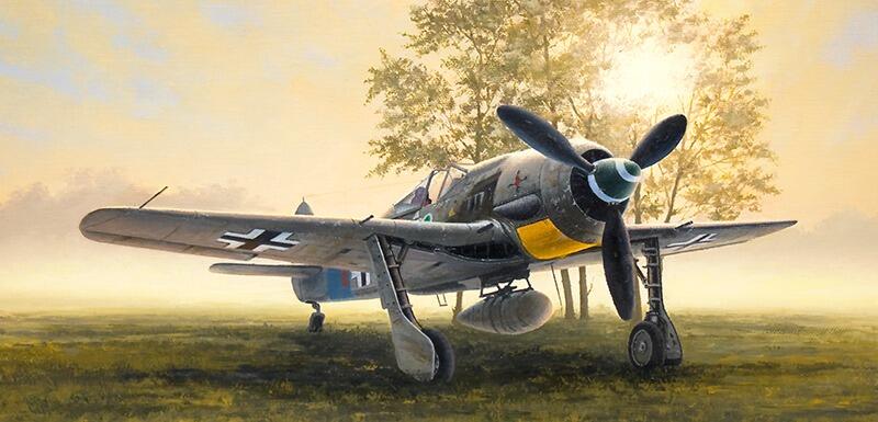 Green Heart Sunrise by Stephen Brown - Fw190 Luftwaffe Original Oil Painting