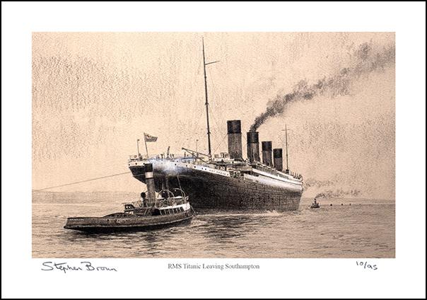 RMS Titanic Leaving Southampton - Limited Edition Art Greetings Card.