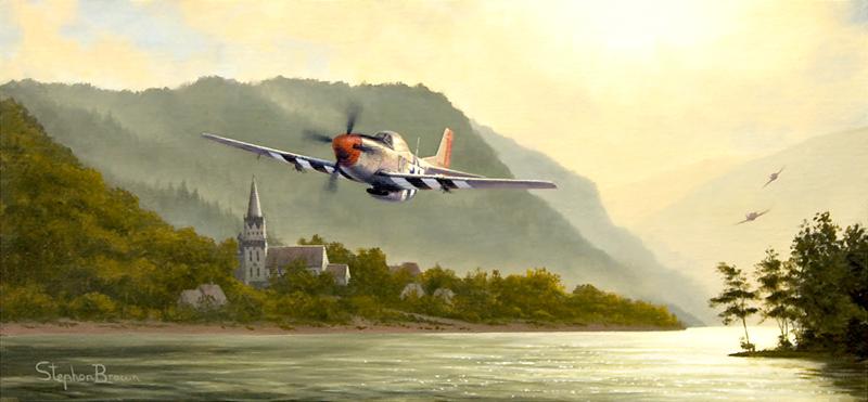 Mustangs Over The Rhine by Stephen Brown - Cameo print