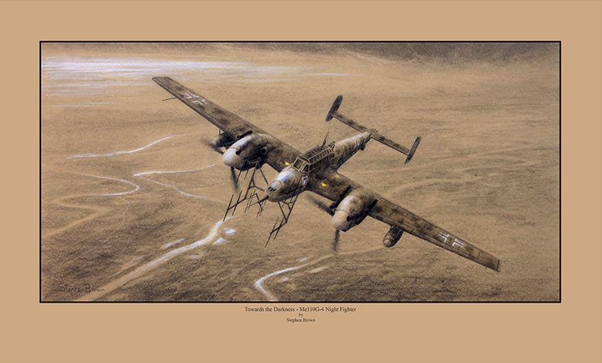 Towards the Darkness - Me110G-4 Night Fighter by Stephen Brown