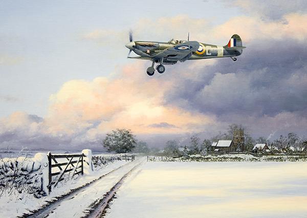 Last Man Home - RAF Spitfire - Christmas Card M350