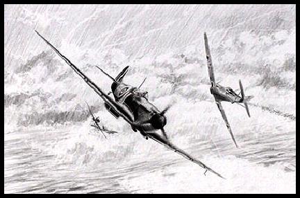 Their Finest Hour by Stephen Brown - RAF Spitfires Original Drawing