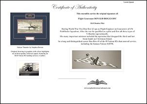Don Briggs DFC - RAF Pilot Original Signature - Vulcan Drawing
