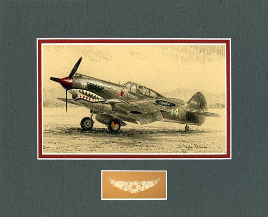 P40B Tiger Shark of the AVG by Stephen Brown - Original Drawing