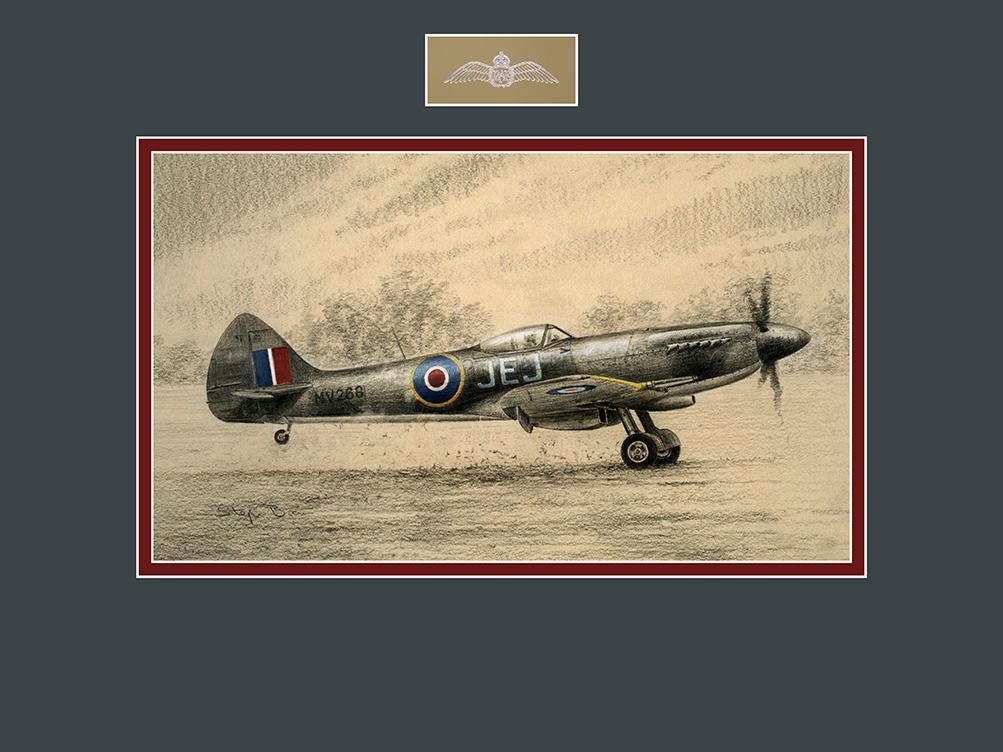 Spitfire FR Mk XIVe of Johnnie Johnson by Stephen Brown - Drawing
