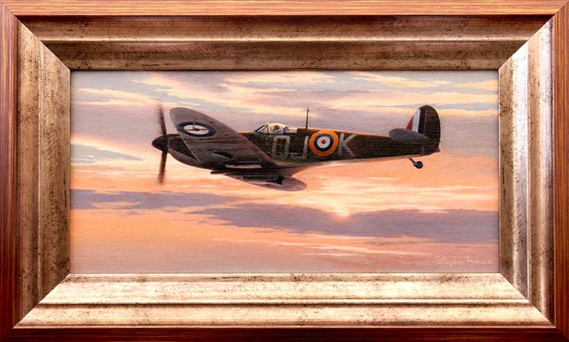 Spitfire Sunset by Stephen Brown - Cameo Oil Painting