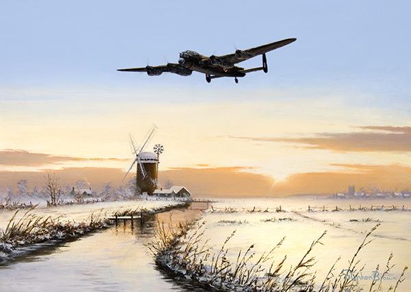 Straggler at Sunrise - RAF Lancaster - Christmas Card M353