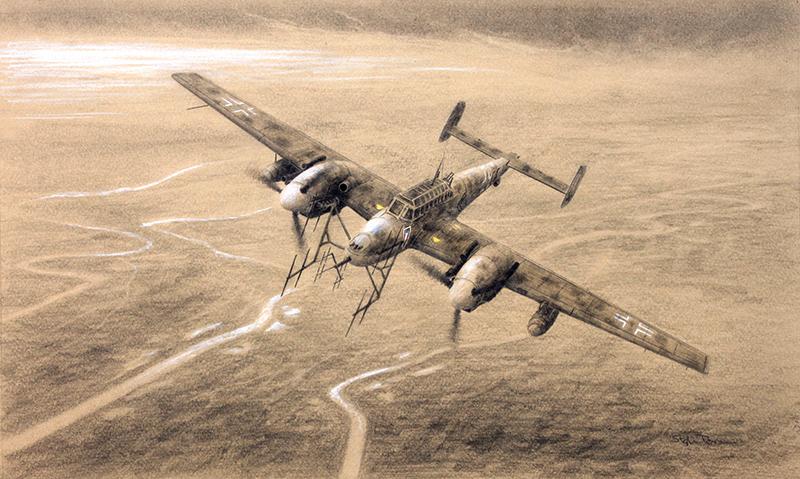 Towards the Darkness - Me110G-4 by Stephen Brown - Original Drawing