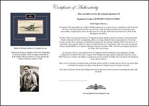 Geoff Wellum DFC - WW2 RAF Pilot Original Signature - Spitfire Drawing