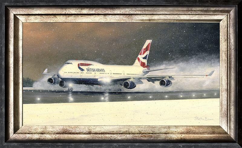 Christmas Arrival - British Airways 747 by Stephen Brown - Cameo Oil Painting