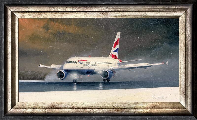 Christmas Arrival - British Airways Airbus A318 by Stephen Brown - Cameo Oil Painting
