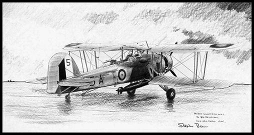 Swordfish of 821 Squadron by Stephen Brown Original Drawing