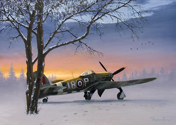 Winter Evening at Eindhoven - RAF Hawker Typhoon - Christmas Card M355