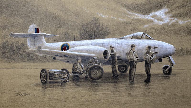 Gloster Meteor of 616 Squadron by Stephen Brown - Original Drawing