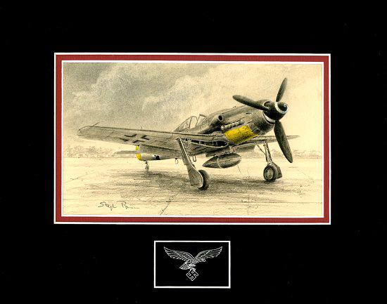 Fw190D-9 of JG26 by Stephen Brown - Original Drawing