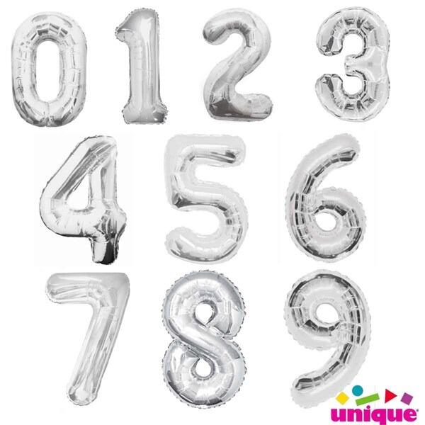 Silver Helium Filled Balloon Numbers