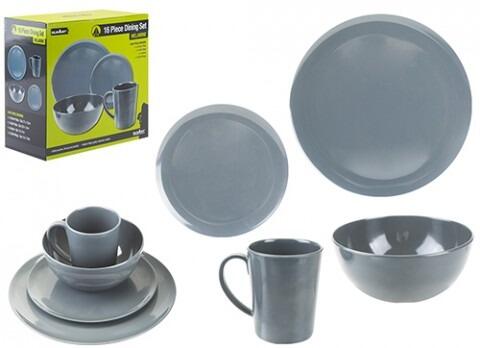 Summit 16 Piece Melamine Camping Dinning Set in Grey Colour