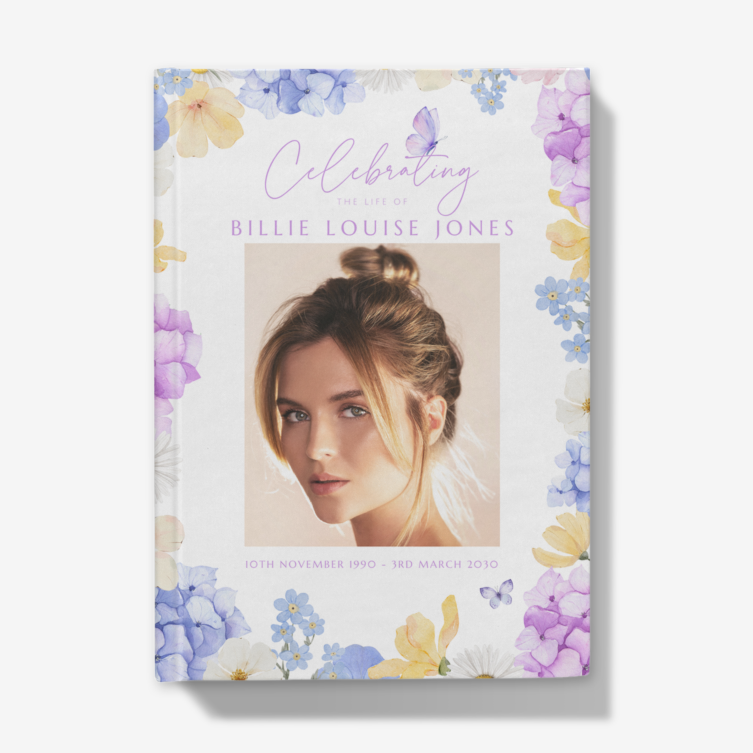 Pastel florals funeral condolence book. Spring flowers funeral guest message book